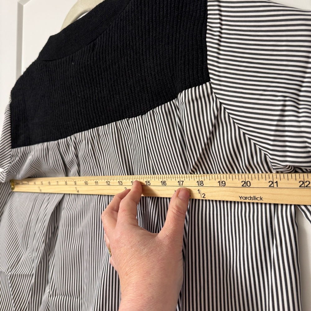 Elan Noelle Cardigan Shirt Medium Black White Layered Look New with Tags $108 - Picture 8 of 11